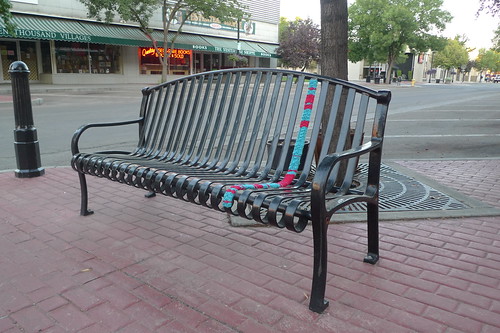 yarn bomb - bench slat