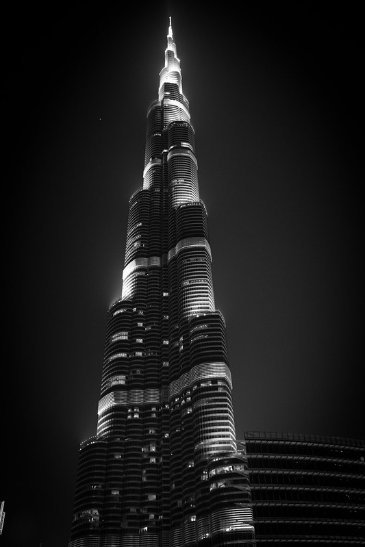 Black and White Burj Khalifa at Night