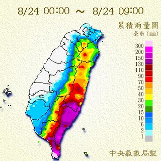 天秤颱風各地累積總雨量圖（中央氣象局 提供）