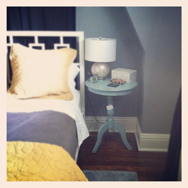 I do like my new nightstand and lamp. Though the table might need a new color.