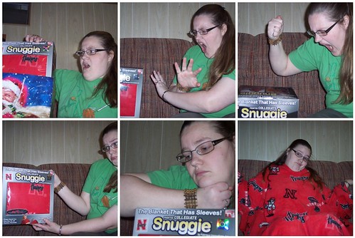 the stages of receiving a Snuggie: getting it, denial, anger, bargaining, depression, acceptance
