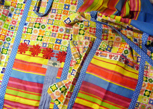 Sewing new school bags....
