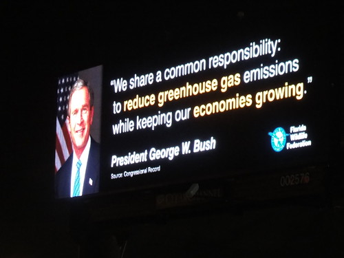 George Bush talking about greenhouse gas emissions.