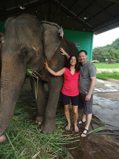 Mom and Dad with the elephant