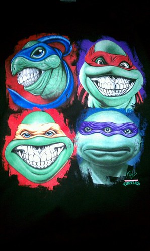 FLüD "TEENAGE MUTANT NINJA TURTLES - GRINS"; Images from the SDCC exclusive RON ENGLISH  FLüD T-shirt designs (( 2012 )) [[ Courtesy of Our Favorite Artists ]]