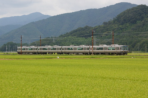 JR west 223 series near Kawake.sta in Nagahama, Shiga, Japan /Aug 12, 2012