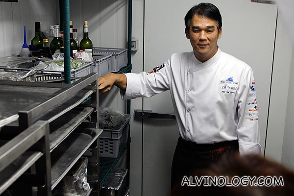 Chef showing us inside one of the giant fridges