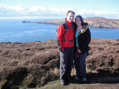 Emily and I in front of the Calf of Man, Isle of Man