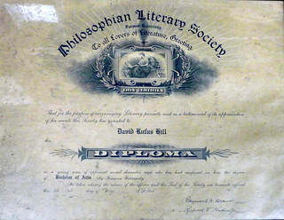 D. R. Hill Diploma from Furman University