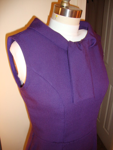 New Look 6968 still in progress, now with one bound armhole and neck facings