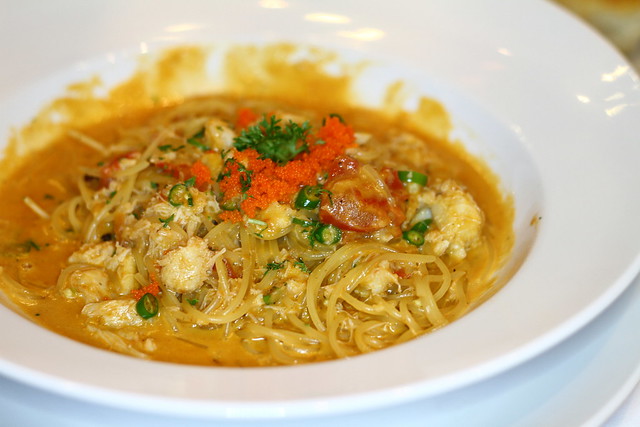 Greyhound Cafe's Spaghetti with Crab Meat in prawn cream sauce