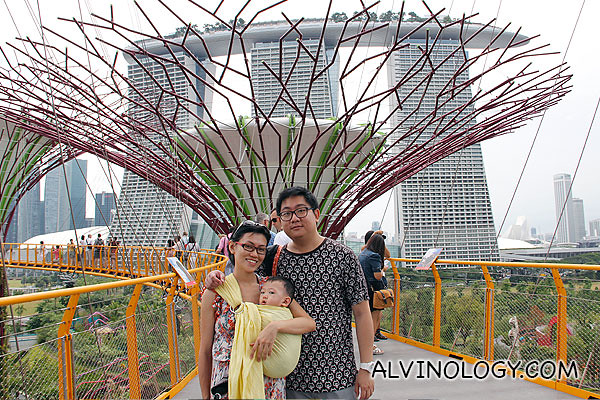 Family photo with view of Marina Bay Sands behind us