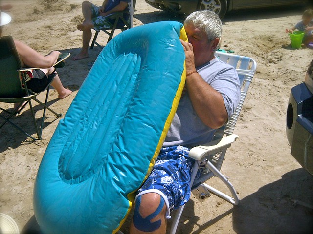 Pops and rubber dinghy - Ipperwash Beach 2012