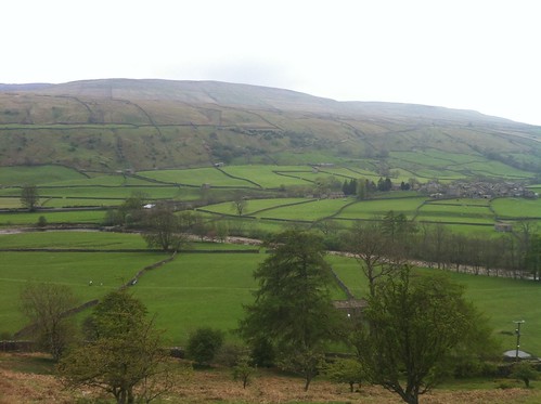 Looking across the River Swale from Ramps Holme towards Muker, Yorkshire Dales