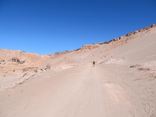 Le désert d'Atacama: el Valle de la Muerte (la Vallée de la Mort). La dernière partie monte, et dans le sable, c'est galère... ;)