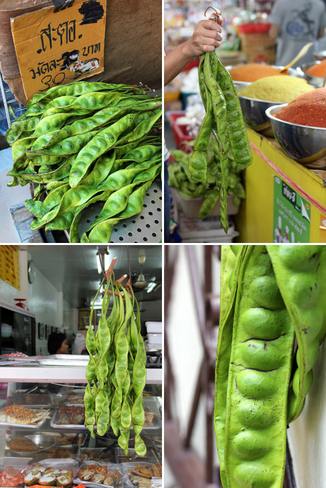 Stink beans (or bitter beans) on display in Bangkok