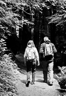 Dave and Kate, Grove of
the Patriarchs Trail (B&W)