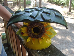 Bird house made from recycled items