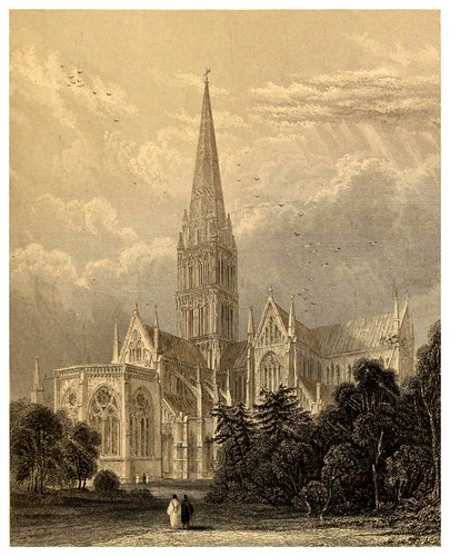 002-Catedral de Salisbury vista sudeste-Winkles's architectural and picturesque illustrations of the catedral..1836-Benjamin Winkles