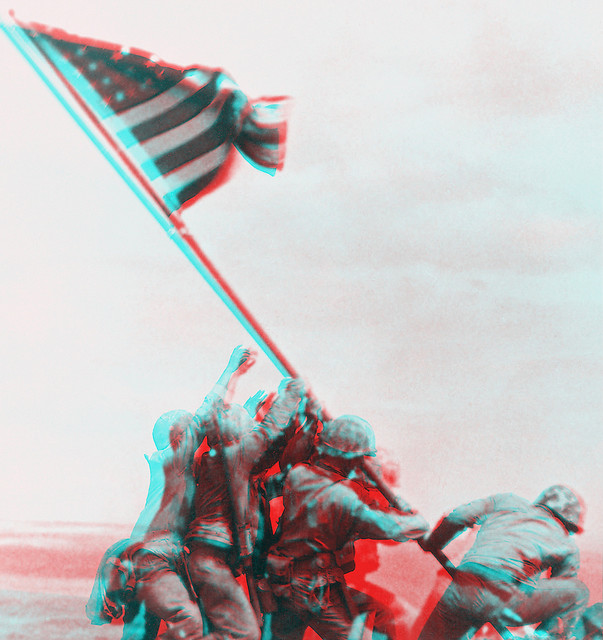 3D Flag-Raising on Iwo Jima (anaglyph)