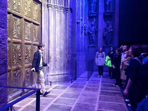 Our tour guide standing in front of the doors of the Great Hall, giving us a short summary before he lets us in