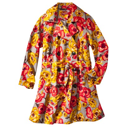 Merona Womens Plus-Size Floral Print Classic Trench Coat