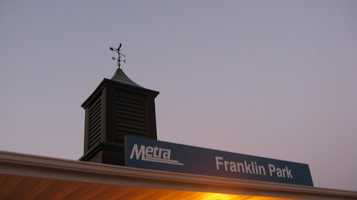 Nightfall at the Franhlin Park Metra commuter rail station.  Franklin Park Illinois.  Wednsday, August 29th, 2012. by Eddie from Chicago
