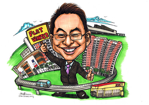 property agent caricature for Punggol