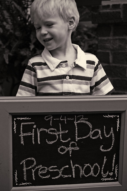 first day sign bw