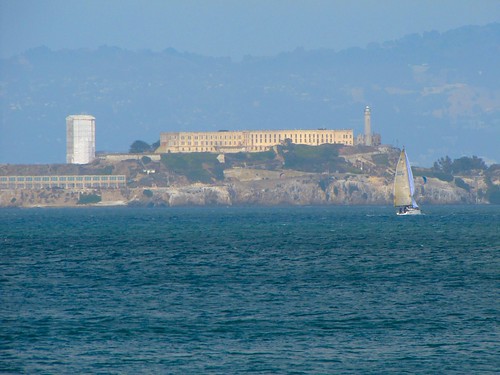 Alcatraz and sailboat