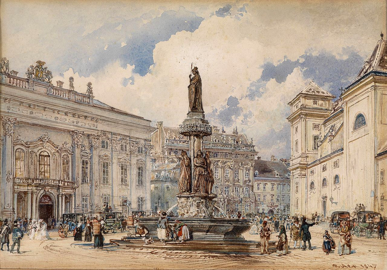 Vienna, Freyung mit Austriabrunnen by Rudolf von Alt, 1847