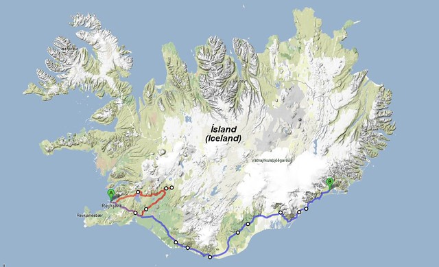 Mapa con Rutas - Islandia