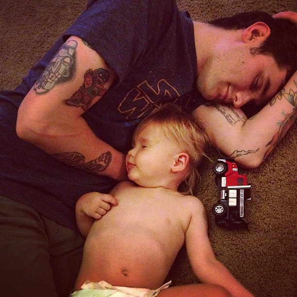 "We sleep Daddy!" Henry's pretend sleeping face is killing me.  @hank3