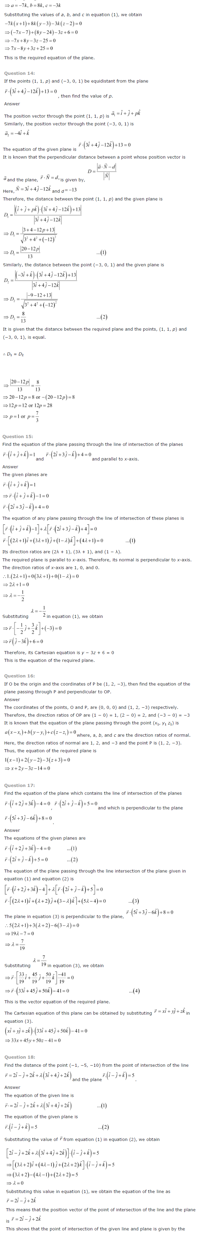 NCERT Solutions for Class 12 Maths Chapter 11 Three Dimensional Geometry ex 11.10