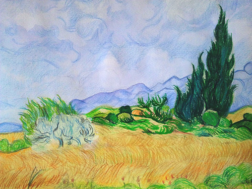 Campo de trigo con cipreses. Vincent Van Gogh
