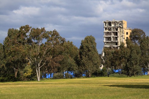 Viewed from Royal Park - only the lift core remains of the nurses home