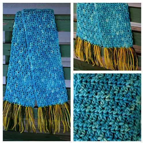blue wool scarf collage