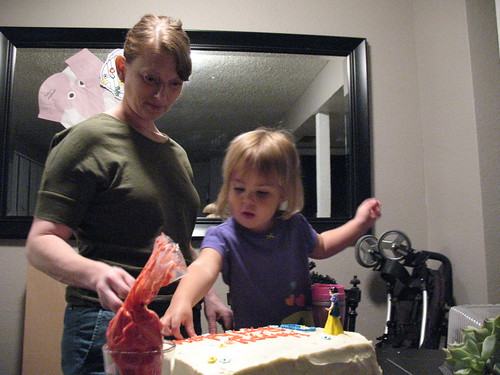 Decorating the cake
