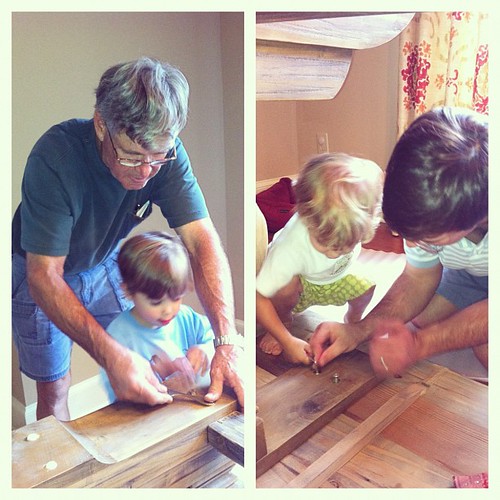 Thankful for granddads and dads that take extra time to teach their boys how to be men. #excitedaboutmynewkitchentable