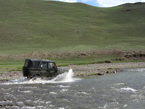 our jeep fording the stream