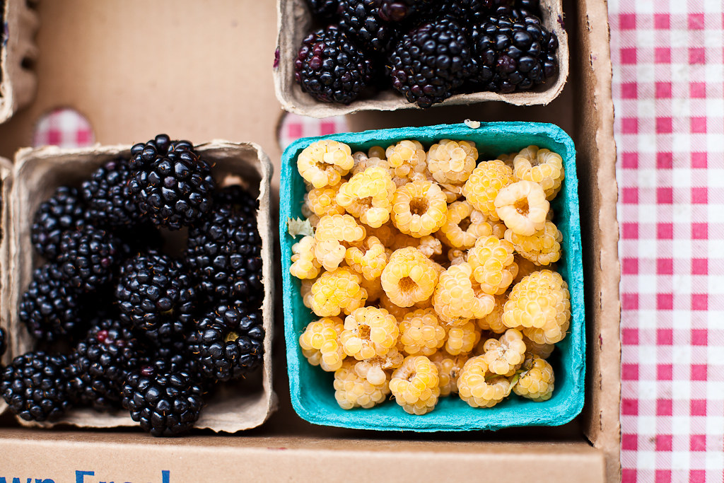 Blackberries and Golden Raspberries at Santa Cruz Market
