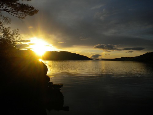 Sunset from our camp on Eilean Dubh na Sroine, Loch Maree
