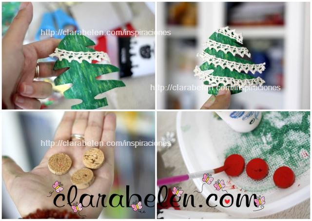 Cómo hacer pequeños árboles de Navidad para adorno o servilletero con rollos de papel y corcho