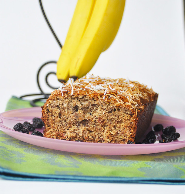 Banana Coconut Bread with Dried Cherries