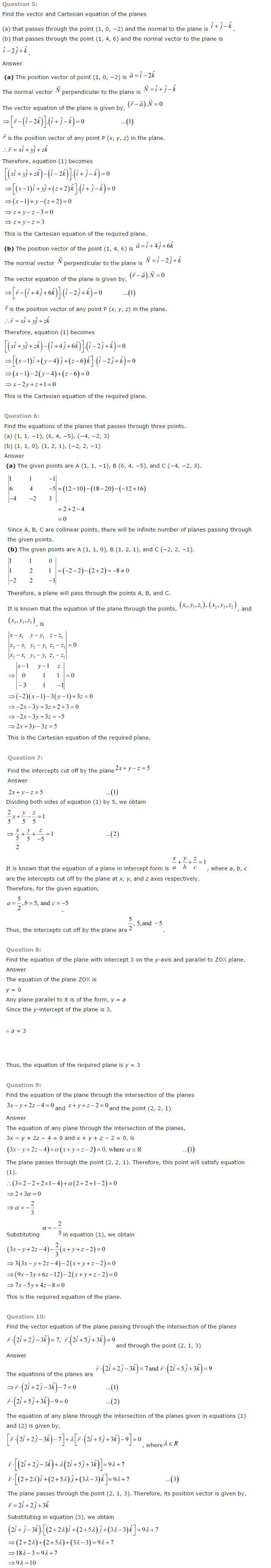 NCERT Solutions for Class 12 Maths Chapter 11 Three Dimensional Geometry ex 11.6