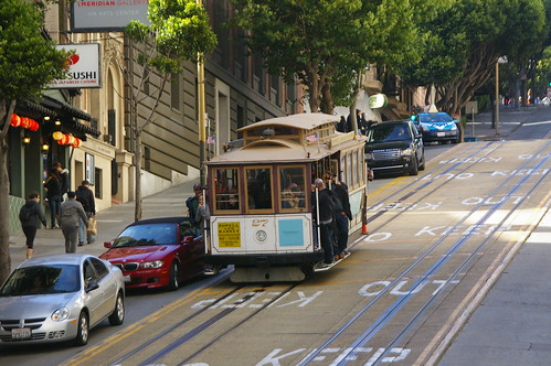 MUNI cable car near Powell and Bush, San Francisco, California, United States /Aug 22, 2012