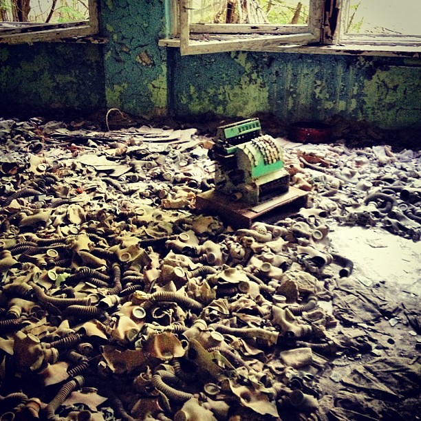 Gas masks left at a school cafeteria because it was too late #chernobyl
