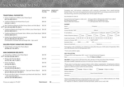 Conrad Centennial mooncake order form 2012
