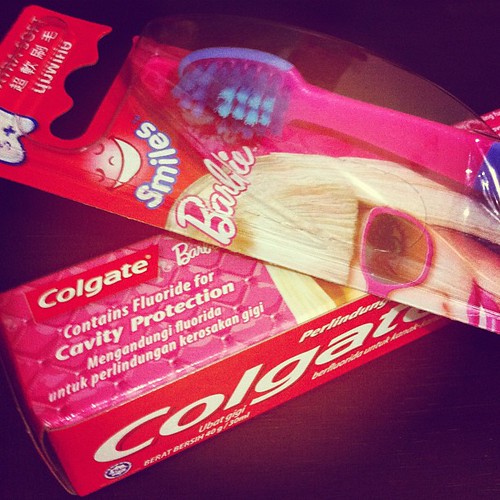 Cute Barbie toothbrush and toothpaste from #Colgate