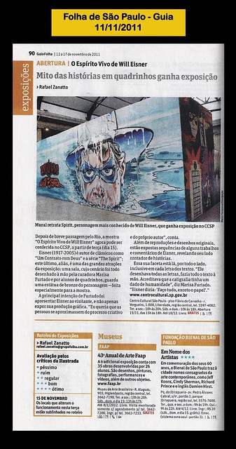 "Mito das histórias em quadrinhos ganha exposição" - Folha de São Paulo - 11/11/2011
